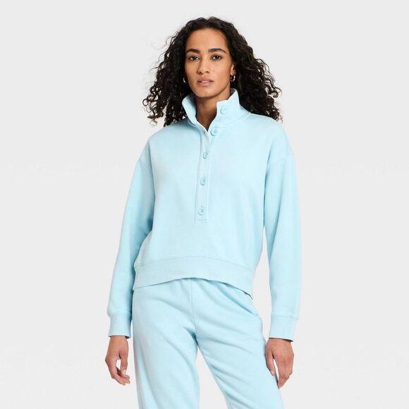 Universal Thread Tops - Universal Thread - Women's Button-Front  Sweatshirt - Universal Threa Blue